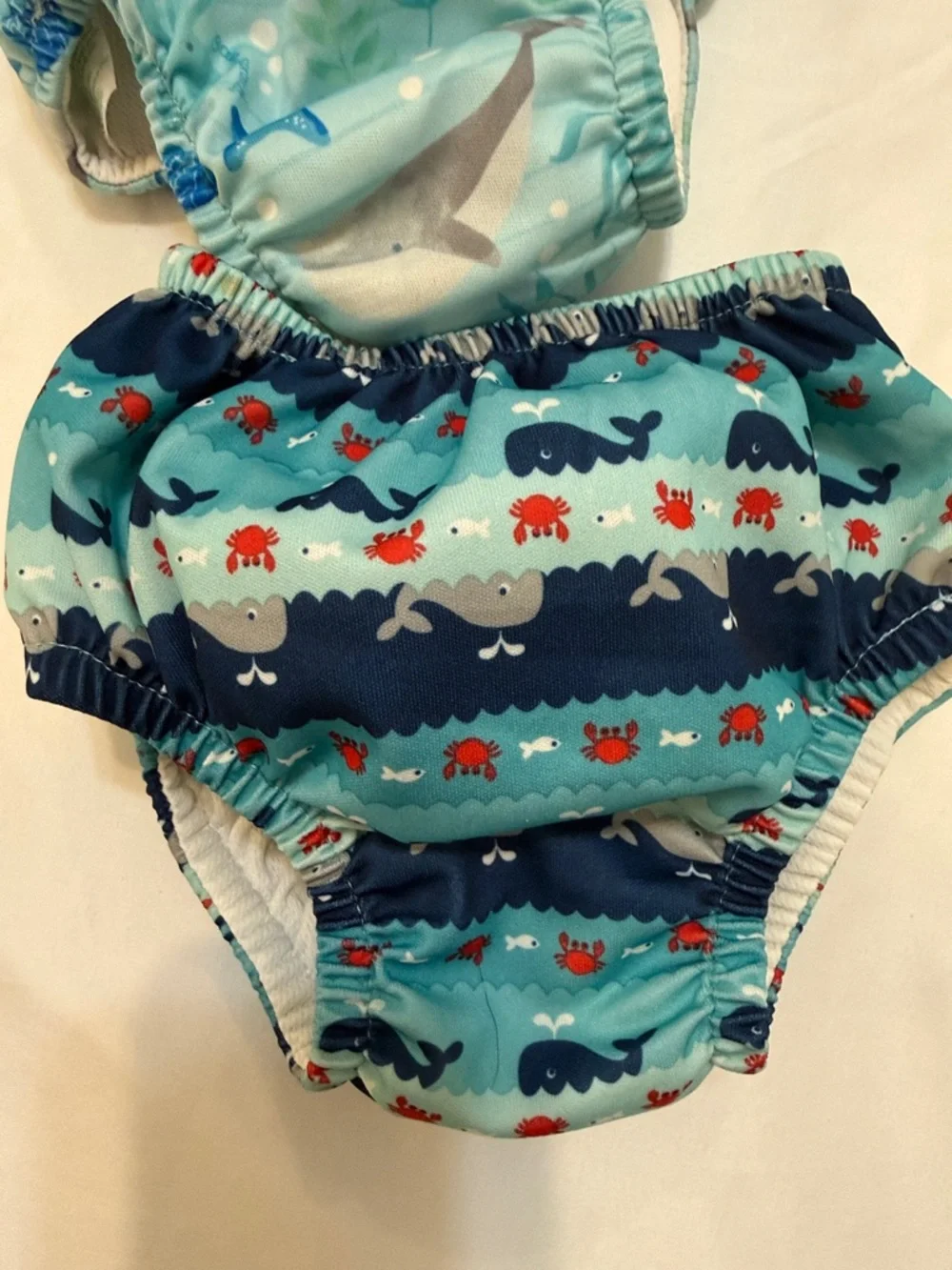Swim Diaper Bundle Cover Set for Kids - Blue Whale & Sea Life Prints